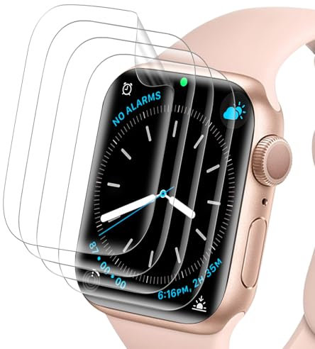 Agedate für Panzerglas für Apple Watch 9/8/7 45mm, 4 Stück Anti-Kratze Panzerfolie Kompatibel mit Apple Watch 9 45mm Schutzfolie, Ultra-Klar TPU Displayschutzfolie für iWatch 8 45mm Folie