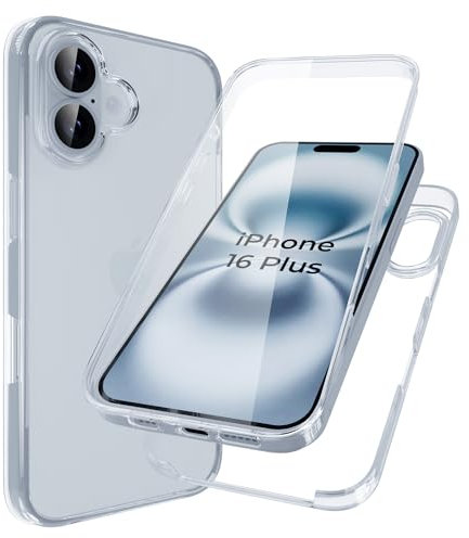 Clear Case For Apple iPhone 16 Plus (2024) 360° Front And Back Protection Transparent Silicone Phone Cover 2 in 1 Case For iPhone 16 Plus 6.7'' (Clear)