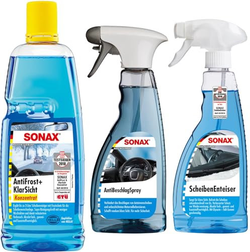 SONAX Winter-Set 3-teilig Scheibenenteiser Antifrost + Klarsicht Antibeschlagspray