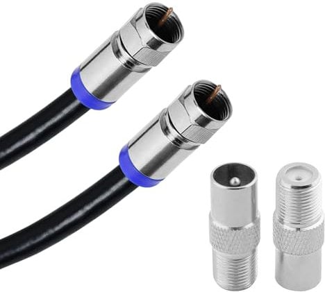RG6 Coaxial Cable 1M TV Aerial Cable Broadband and Digital TV Aerial F Male to F Male Compression Connector For High-Speed Sky HD, Cable Box, Virgin Media, Satellite, Broadband Extension, White