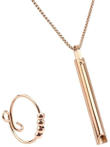 Breathing Necklace with Resistance,Stress Anxiety Relief Necklaces,Breathlace Filter Stop Whistle Steel Inhaler Aids Filters breath Air Anti Breathless Calm Carry breathe lace Meditation Uk,for Adults
