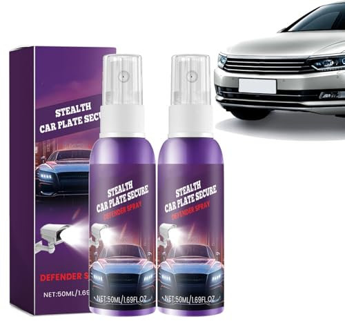 Car License Plate Invisible Spray,Invisible License Plate Spray-50ml,High Visibility Night Use Invisible License Plate Protector Sprayer,for Cameras, for Safe Driving (2PCS)