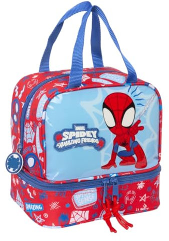 Spidey Rescue Lunchbox, hochwertig und widerstandsfähig, für Mahlzeiten, Freizeit, Snacks und Frühstück, 20 x 15 x 20 cm, Rot/Blau, M, Casual