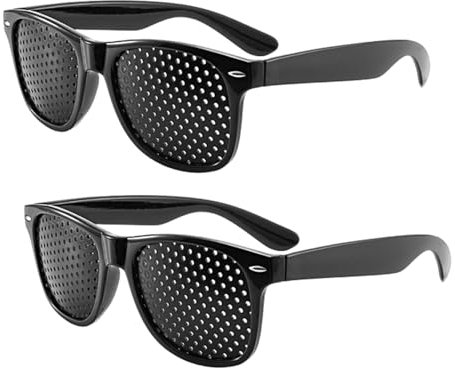 SHPUJUN 2 Stück Rasterbrille Augentraining,Gitterbrille Korrekturbrille Augen-Training Lochbrille für Augentraining Original,Safety Eye Komfortable Faltbaren Brille Entspannung Pinhole Glasses