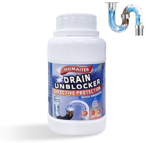HOMAITER Drain Unblocker, Powerful Cleaner Formula, 260g, Removes Hair, Grease & Soap Scum, Safe for Pipes and Septic Systems
