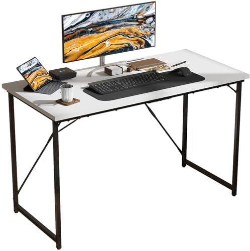 JUMMICO Scrivania 100 x 50 x 75 cm, tavolino piccolo per computer da ufficio, per studio, scrivania per computer, piccolo per casa, ufficio, bianco