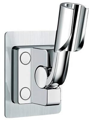 1pcs Shower Head Holder, Shower Holder Bracket, Adhesive Shower Head Holder, Non Drilling Adjustable Adhesive Fixed Shower Nozzle Bracket for Bathroom (Silvery)