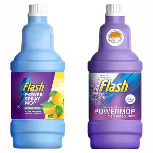 Flash Powermop Liquid Refill 1.25L - Floor Cleaner for Sealed Floors - French Lavender or Citrus Scent - Fast Drying, Streak-Free, Cuts Grease and Grime Citrus & Lavender (1.25L x1 each)