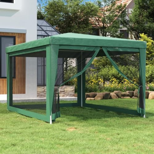 Myheimly Partyzelt mit 4 Mesh-Seitenwänden Grün 3x4 m HDPE