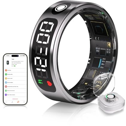 IUHFSIFS 2025 Smart Ring mit LED Screen【5.3+EDR Technologie - 0,1%± Fehler】【5ATM Wasserdicht】 Smartring für Männer und Frauen zur Überwachung von Schlaf, Herzfrequenz, Blutsauerstoff