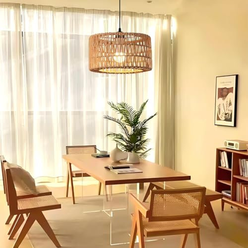 NOCHX Amerikanischer Landhausstil Pendelleuchte Mit Hängendem Draht E27 Eisen Hanfseil Hängeleuchten Industrial Style Deckenleuchte Geeignet Für Wohnzimmer Esszimmer Schlafzimmer
