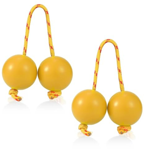 Aslatuas Rhythmische Kugel 2 Paar Kashaka Aslatua Shaker Instrument Musik Eier-Shaker Double Gourd Percussion Asalato Fingertip Drum Balls (Gelb)