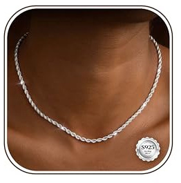 Dochais Sterling Silber 925 Halskette Damen 2mm/3mm Robuste Kette Silber 925 Plattiert Damen Schmuck Kette Frauen Geschenk 16/18/20/22 Zoll