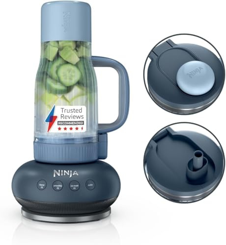 Ninja BlendBoss Blender with Portable Tumbler, Personal Blender, DB351UKCY | with Removeable Travel Tumbler, 3 Auto Preset Modes, Cyberspace