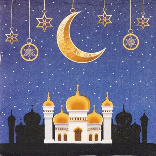 20 Servietten Städte & Länder Moschee in der Nacht als Tischdeko. Papierservietten mit Motiv. Auch für Decoupage und Serviettentechnik 33x33cm
