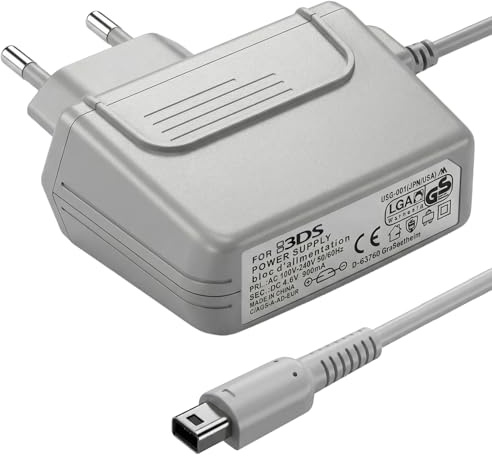 Sanicata Ladegerät für Nintendo 3DS XL, 2DS, DSi, AC Power Adapter kompatibel mit New 3DS XL, New 3DS, New 2DS XL, New 2DS, 2DS XL, DSi XL,Reise Charger Kabel Ladegerät-Grau