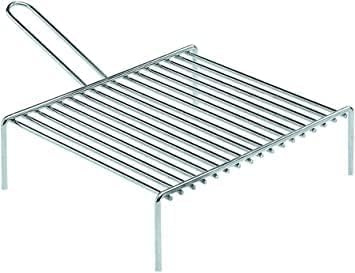 mille idee Graticola per Camino in Acciaio – Griglia Rettangolare con Piedini – Ideale per Carne, Salsicce e Grigliate su Fuoco Vivo (cm 30x30)