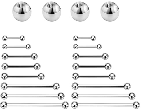 Brustwarzenpiercing Set mit 16 Teilen, Professionelle Nippelpiercing Auswahl, Ideal für Piercing Liebhaber und Sammler, Langlebige Materialien und Sichere Anwendung（6/8/10/12/14/16/18/20mm）