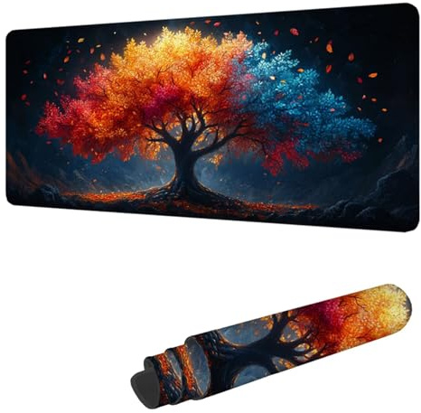 Tapis de Souris de Jeu Couleur Tapis Souris XXL 1400 x 600 mm, sous Main Bureau Arbre Mouse Pad avec Base en Caoutchouc antidérapante Étanch à Bords Cousus, pour Travail, Jeux, Bureau, Maison H-6596