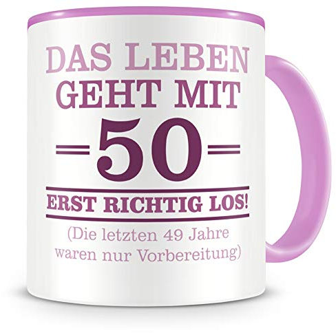 Samunshi® Tasse mit Spruch witzige Geschenke zum 50 Geburtstag Mann Frau Oma Opa Geburtstag Geschenkideen zum 50 Geburtstag rosa