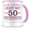 Samunshi® Tasse mit Spruch witzige Geschenke zum 50 Geburtstag Mann Frau Oma Opa Geburtstag Geschenkideen zum 50 Geburtstag rosa