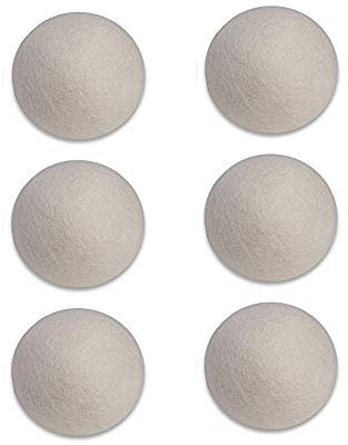 Palline per asciugatrice, in lana biologica, ammorbidente naturale scuro, 6 pezzi (6 palline bianche)