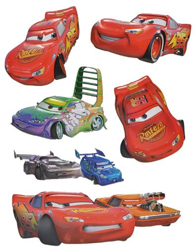 alles-meine.de GmbH 6 TLG. Set: 3-D Wandtattoo/Fensterbild/Sticker - Cars Lightning McQueen - wasserfest - selbstklebend Pop-Up Aufkleber Wandsticker Auto