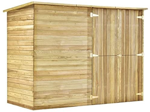 vidaXL Kiefernholz Imprägniert Fahrradgarage Gerätehaus Gartenschuppen Holzhütte Geräteschuppen Blockhaus Schuppen Gartenhütte 232x110x170cm