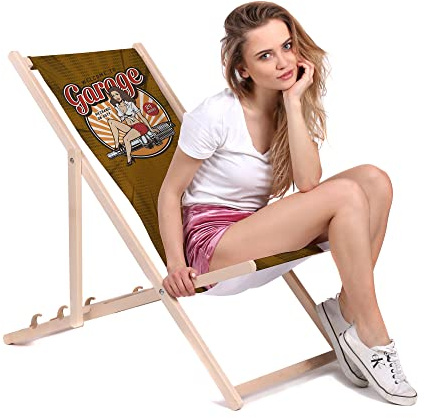 DreamRoots Liegestuhl klappbar Buchenholz, Welcome to Garage Brown
