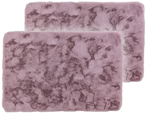 Schöner Wohnen Kollektion Badezimmerteppich 67x110 cm 2er Set – sehr Flauschige Badematte Rose – Deko Badezimmer Matte waschbar und rutschfest