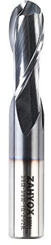 ZahyoX 2 Flutes TiAlN Coated Ball Nose End Mill, Solid Carbide Upcut Spiral CNC Router Bit, 3/8 Diameter, 3/16 Radius, 3/8 Shank, 1 Cutting Length, 2-1/2 Overall Length, CNC Cutter Milling Tool