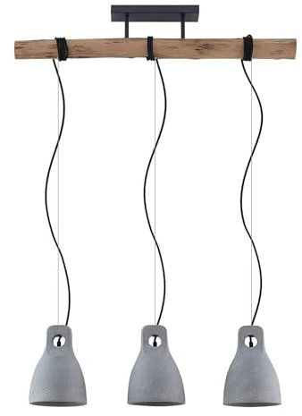 Lindby Beton Pendelleuchte Esmila (Retro, Vintage Antik) aus Holz (3 flammig E27) - Hängeleuchte Esstischlampe Hängelampe Wohnzimmerleuchte