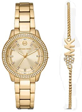 Michael Kors - Outlet Tibby Collection, Goldfarbe, Edelstahluhr für Damen MK1057SET