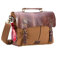 Hanta Nature Messenger Bag, Umhängetasche aus Leder und Canvas, Kuriertasche für den Alltag oder Reisen, Vintage Laptoptasche für Damen und Herren - Braun