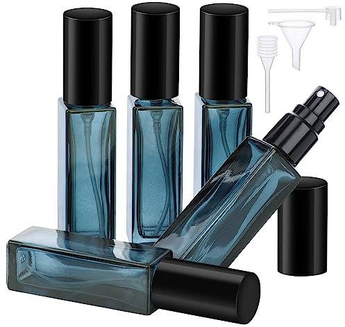 Segbeauty Atomizador Perfume Recargable, Botella de Perfume 10ml, 5 Piezas Pulverizador Pequeño Perfume, Portátil Contenedor de Perfume de Viaje, Adecuadas para la Aviación (Azul Semitranslúcido)