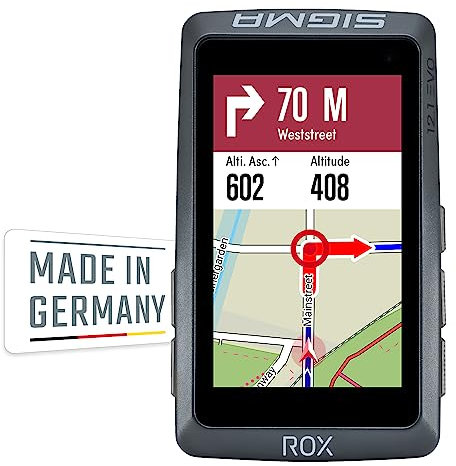 SIGMA Sport ROX 12.1 EVO Fahrradcomputer Kabellos 3 Display Made in Germany Fahrradcomputer GPS mit 150 Funktionen GLONASS & Bluetooth Fahrrad Navi Kompatibel mit Komoot & E-Bike Basic Set,Night Grey