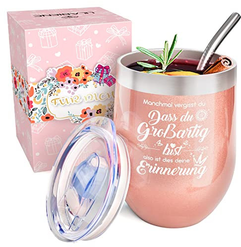 LILABIENE Weinbecher Personalisiert Edelstahl Thermobecher Weinglas Wein to go Geschenke für Freundin Großartig