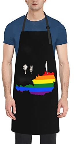 494 Bbq Apron Lgbt-Flaggenkarte Von Österreich Küchenschürze Lustigem Sexy Schürze Personalisierbar Nackenband Schürze Für Küche, Chefkoch, Grillparty, 70X84Cm