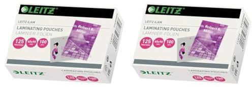 Leitz Heißlaminierfolien 125 mic 60 x 90 mm, Laminieren von Visitenkarten, Hochwertige Laminierfolien im 200er Pack, Glänzend, Transparent, 73690002