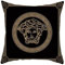 Cinar Mäander Zierkissen Kissenbezug Samt Zierkissen 45 x 45 cm Edel und Elegant Schwarz-Gold