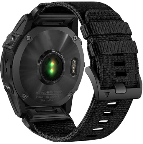 YOOSIDE Verbessert QuickFit 26mm Nylon Armband für Garmin Fenix 7X / Fenix 6X / Fenix 5X / Enduro, Schleife Weave Nylon Gurtband Sport Handgelenkbänder für Tactix 7 Pro,epix Pro 51mm (Schwarz)
