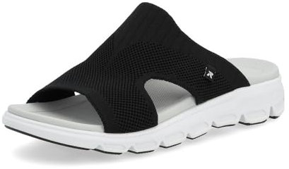 Rieker Damen Pantoletten V8451, Frauen Slipper,sommerclogs,Schlupfschuhe,schluepfschuhe,Slides,Slip-ons,Backless Slipper,schwarz (00),43 EU / 9 UK