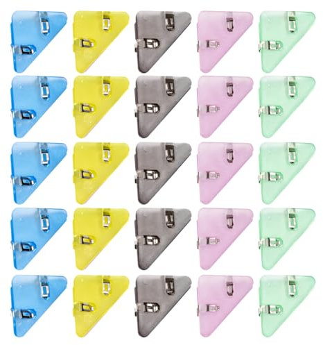 KXUSW Dreieckige Büroklammern Papier Eckenschutz Clips Tacker Ohne Klammern Dokumenten Buchecken Clips Eckenschutz Multifunktionaler Bunter Eckclip aus Kunststoff 40 Stück