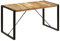 ARKEM Esstisch 140 x 70 x 75 cm Mango-Massivholz Baumkantentisch Wohnzimmertisch HöHenverstellbar