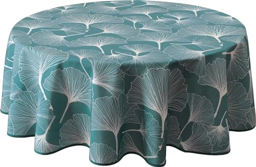 Le linge de Jules Tischdecke, schmutzabweisend, Biloba, grün, rund, 160 cm