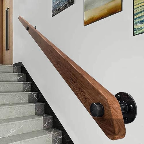 Pasamanos de madera para escaleras Escalera Barandillas Montaje en pared antideslizante Grab Bar pasamanos para el hogar interior Lofts Pasos Decking Escaleras de madera maciza (A, 250CM)