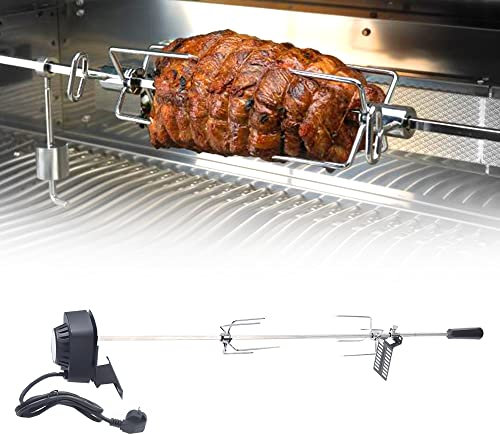 Spiedino professionale per barbecue, in acciaio inox, con motore e girarrosto, con spilli da carne, automatico, griglia a gas da giardino, barbecue, 80 cm