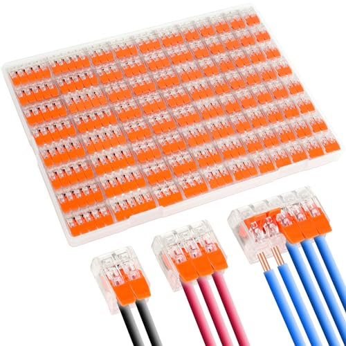 Flintronic 90 Piezas Conectores Eléctricos Cable, Conectores Eléctricos con Palanca, 1 en 2/3/5 fuera Conductor Compacto Cable Conector(45 * 2 puertos, 30 * 3 puertos y 15 * 5 puertos)
