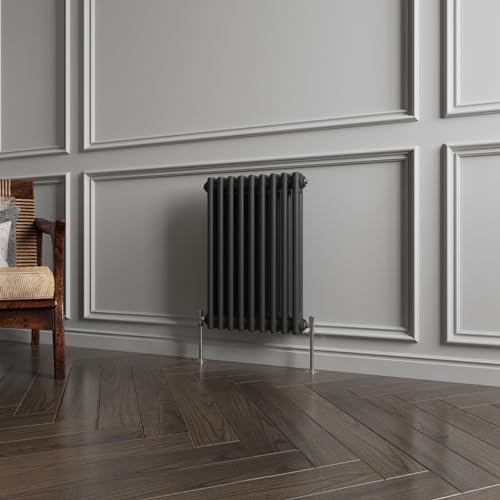 Huibathroom 600x425mm Black Cast Iron Horizontal Double Column Traditional Central Heating Radiators