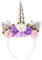 Nishin Bandeau licorne non tissé fleurs oreilles de chat Poney Bandeau à paillettes Klaxon pour jeux de rôle Licorne Accessoires de fête (argent, beige)